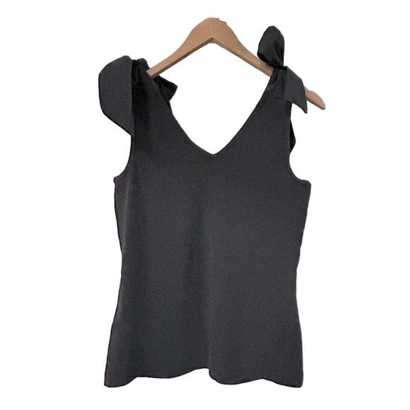 Anthropologie Maeve Rafaela Bow-Tie Tank, Charcoal Grey, Size Medium - Picture 7 of 9
